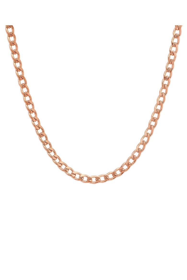 18k Rose Gold Plated Curb Chain Necklace, Main, color, ROSE GOLD