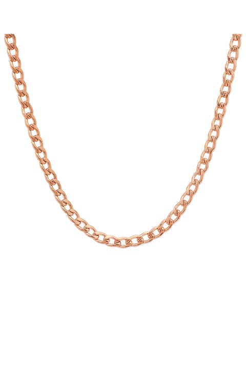 18k Rose Gold Plated Curb Chain Necklace