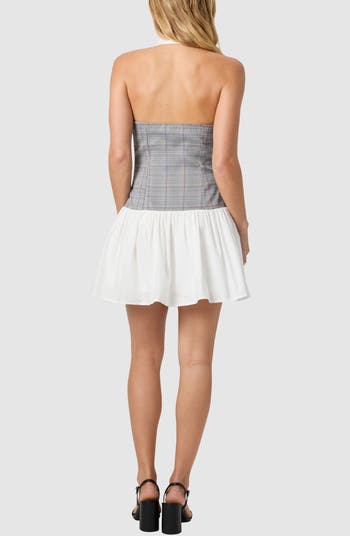 Contrast Collar Mixed Media Minidress