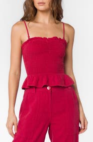 VELVET HEART Chantal Smocked Peplum Camisole