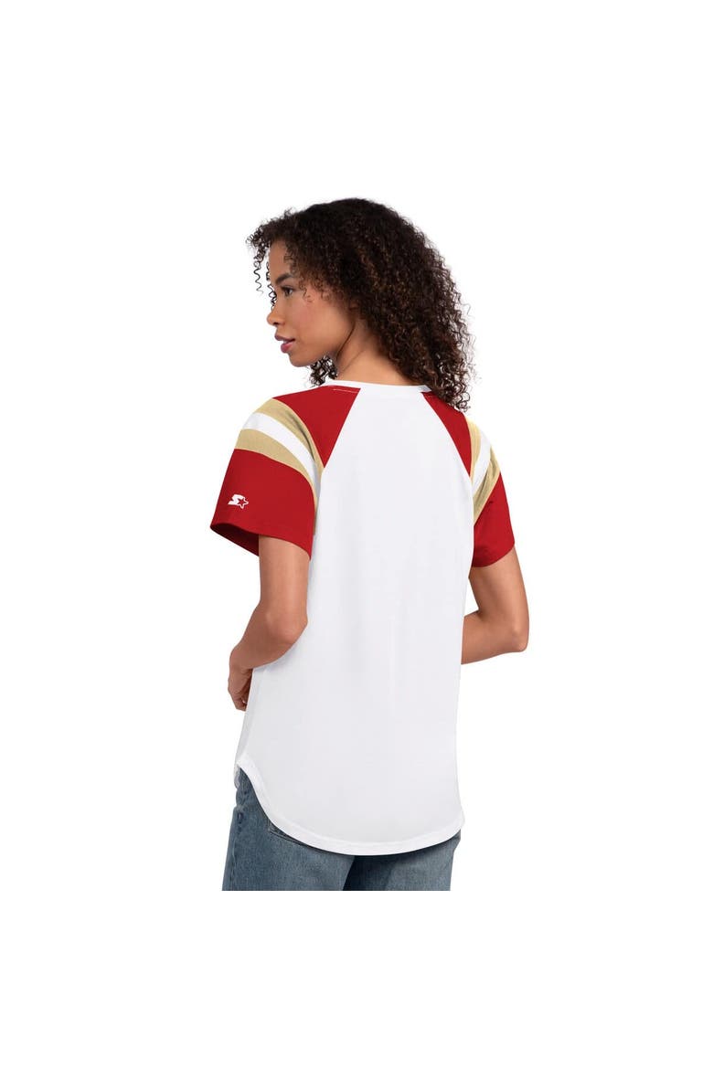 Women's Starter  White San Francisco 49ers Game On Notch Neck T-Shirt, Alternate, color, White