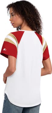 STARTER Women's Starter  White San Francisco 49ers Game On Notch Neck T-Shirt