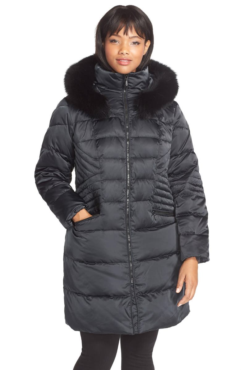 1 Madison Down & Feather Fill Coat with Genuine Fox Fur Trim, Main, color, 