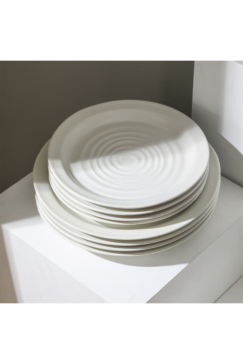 Orbit Stoneware 4-Piece Dinner Plate Set, Alternate, color, White