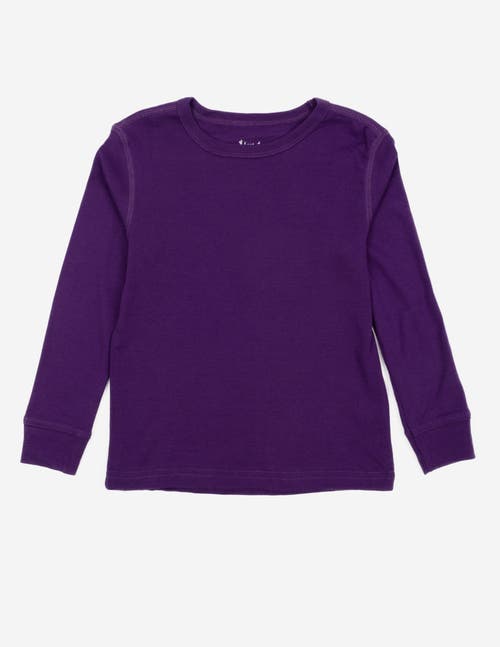 Leveret Kids Long Sleeve T-shirt, 100% Cotton, Solid Colors In Purple