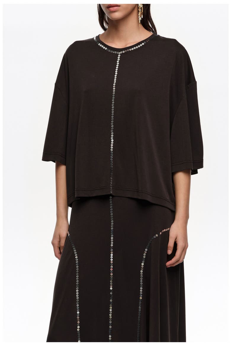 Faded Fluid T-Shirt With Sequins, Main, color, WASHED BLACK