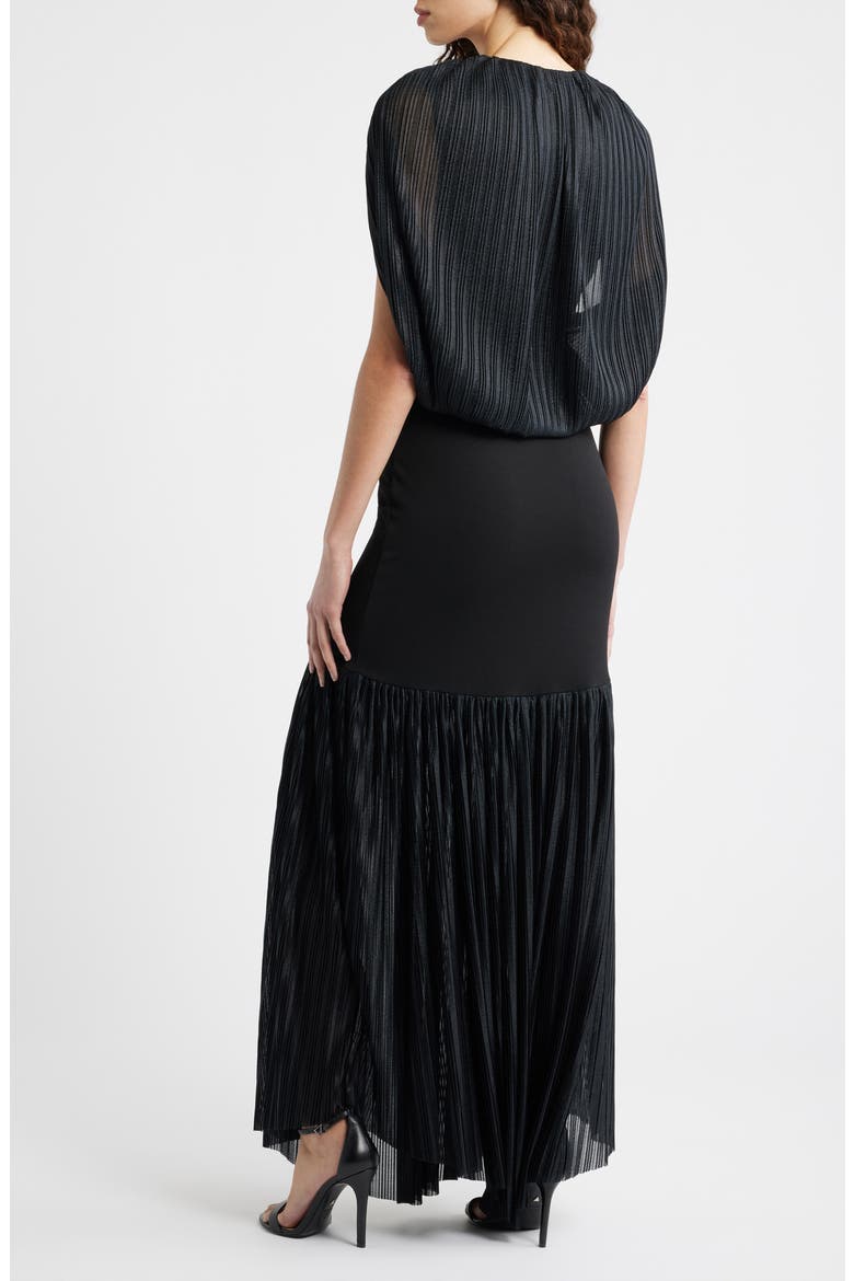 Savoy Plunge Neck Drape Back Gown, Alternate, color, BLACK