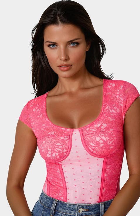 Swiss Dot Lace Bodysuit