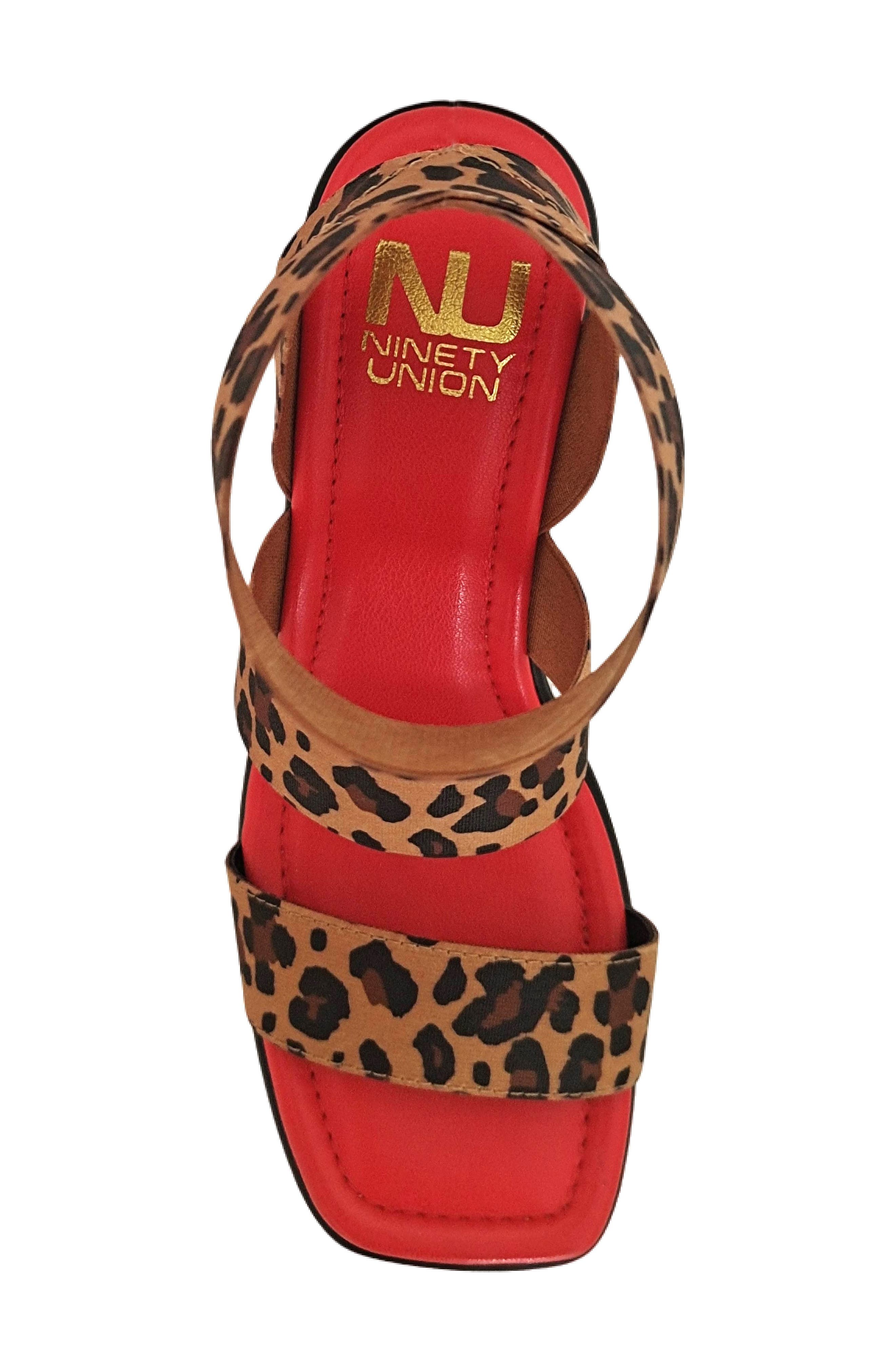 NINETY UNION Paige Elastic Strap Wedge Sandal, Alternate, color, Leopard