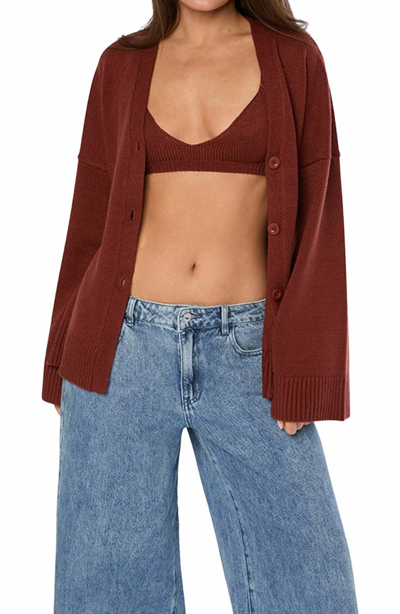 WeWoreWhat Cinched Waist Cardigan, Alternate, color, 