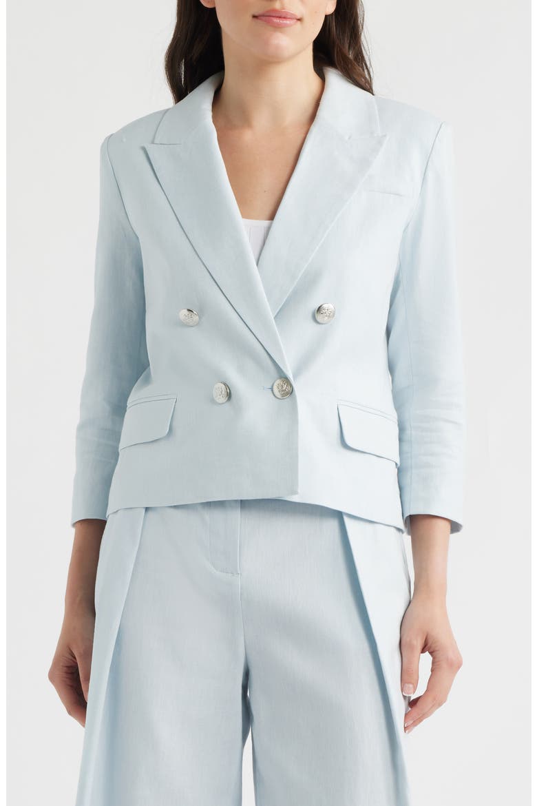 Double Breasted Crop Blazer, Alternate, color, AIRY BLUE