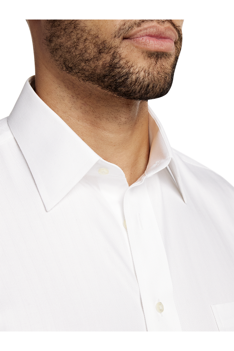 Slim Fit Non-iron Cotton Herringbone Point Collar Dress Shirt, Alternate, color, White