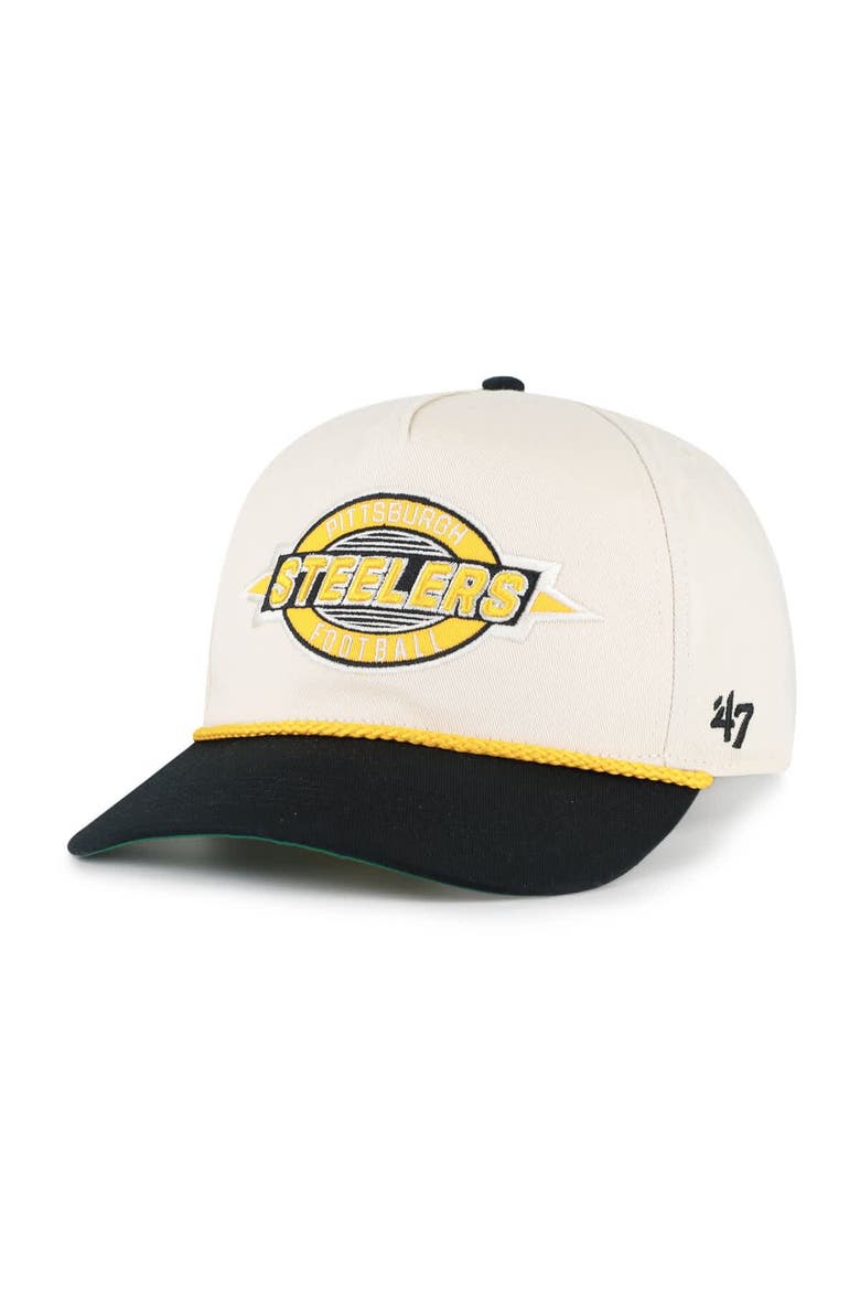 Men's '47  Natural Pittsburgh Steelers Frame Out Two Tone Hitch Adjustable Hat, Alternate, color, Natural