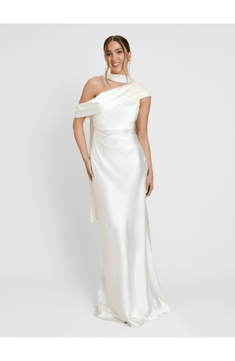 Six Stories Drape One Shoulder Bridesmaid Dress, Alternate, color, Ivory