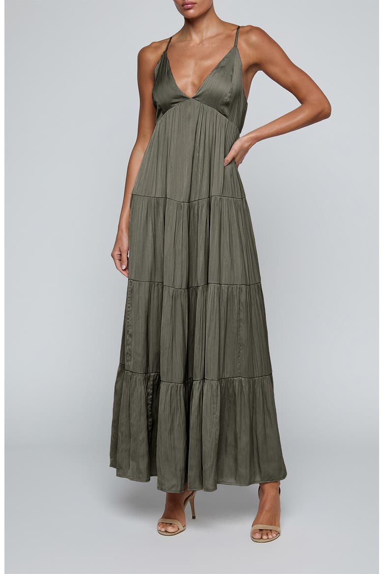 Lua Tiered Maxi Sundress, Main, color, SMOKEY OLIVE