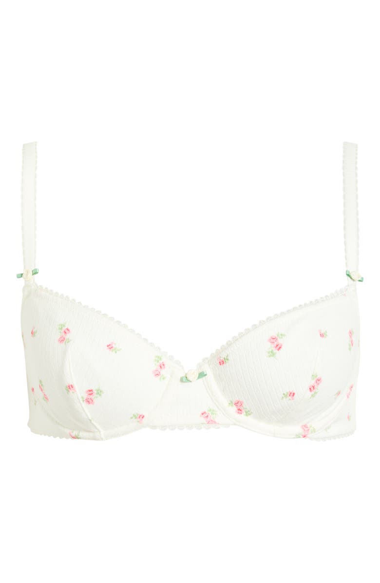 Etam Sleepover Classique Underwire Stretch Cotton Balconette Bra, Alternate, color, Print Ecru Backgr