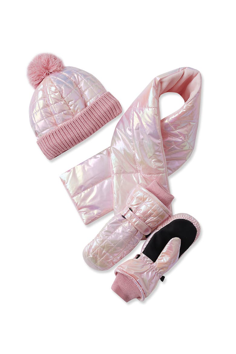 Kids Iridescent Hat-Scarf-Glove 3 Piece Set, Main, color, Raspberry Ombre