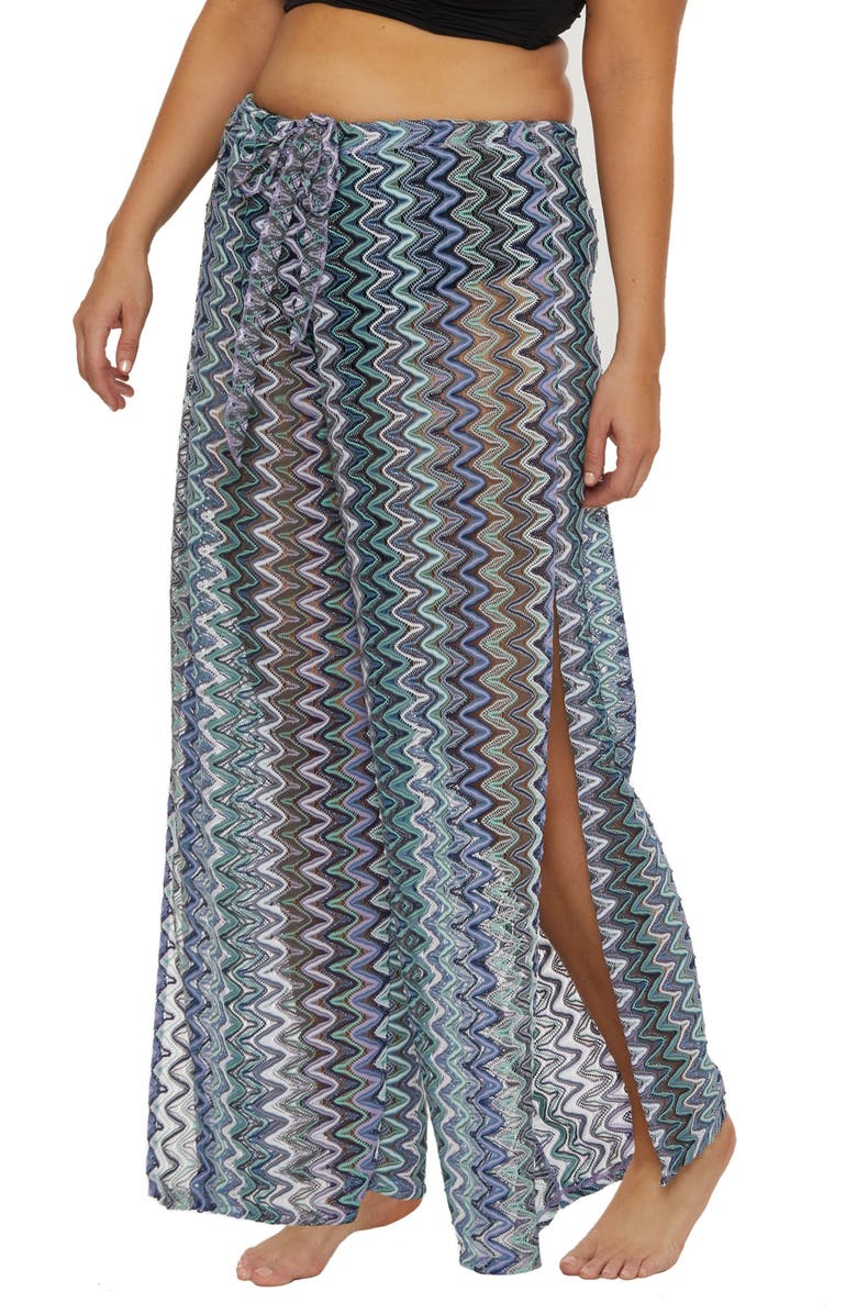 Becca Etc. Sundown Open Knit Cover-Up Pants, Alternate, color, Aqua Sea Multi