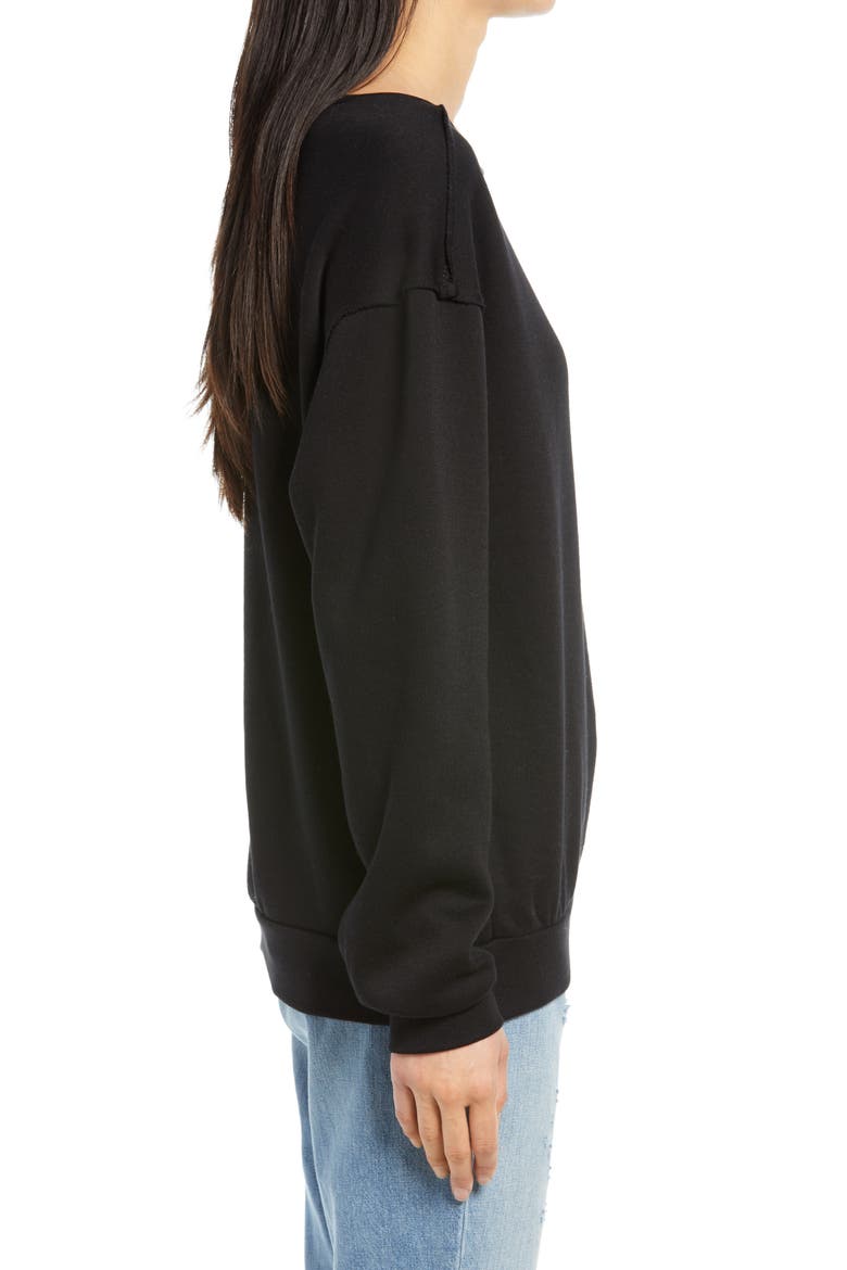 Raw Edge Sweatshirt, Alternate, color, BLACK