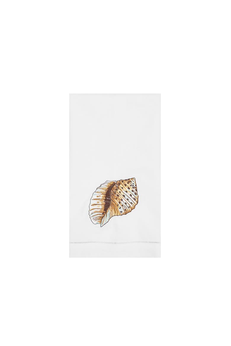 Spotted Shell Woven Linen Kitchen Towel, Main, color, brown