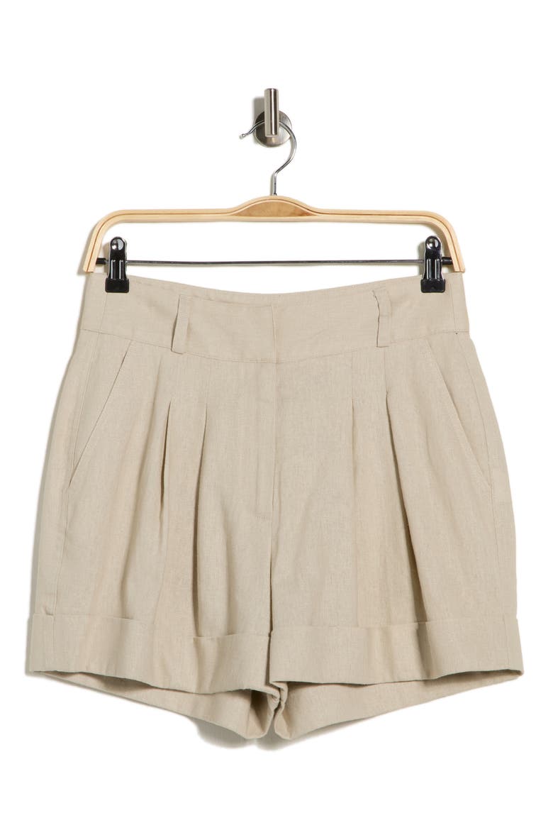 Linen Blend Shorts, Alternate, color, PEBBLE