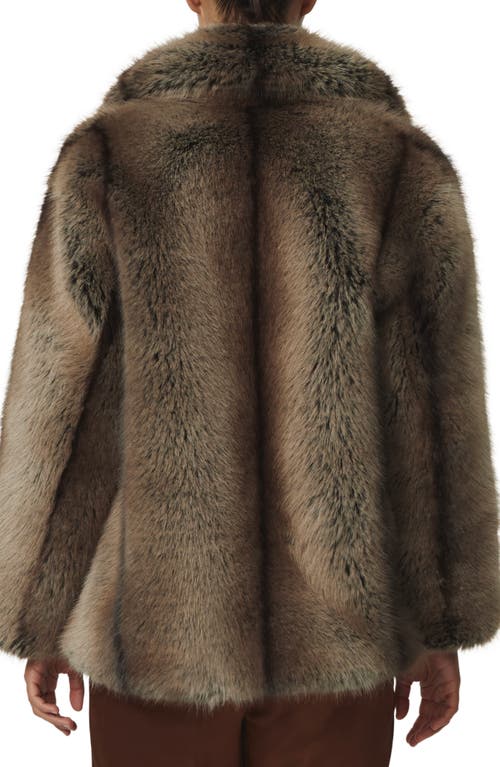 Reiss Laila Faux Fur Coat In Brown