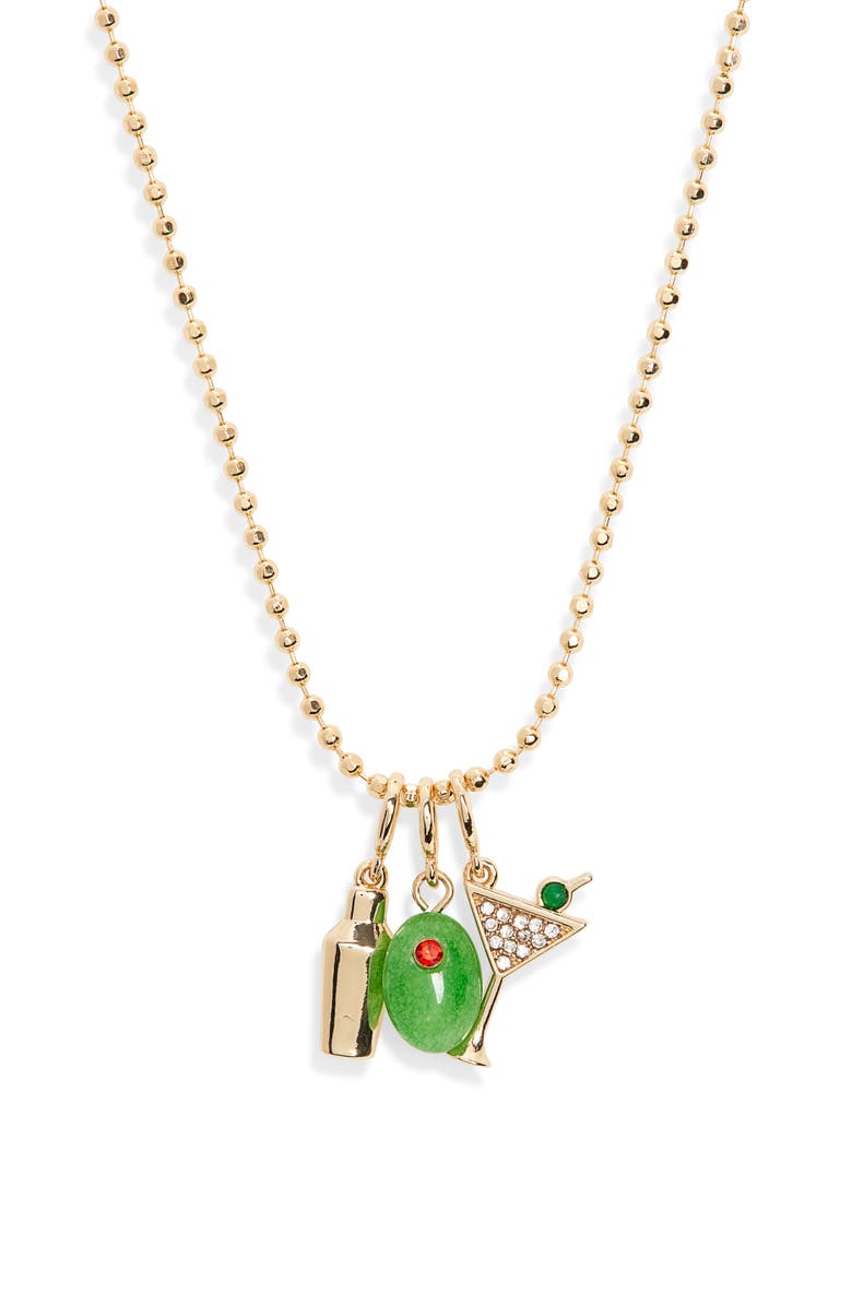 BaubleBar Pimento Momento Charm Necklace, Main, color, Green