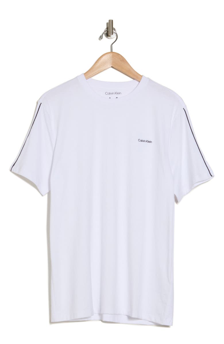 Calvin Klein Logo Piped Sleeve Cotton Graphic T-Shirt, Alternate, color, Brilliant White