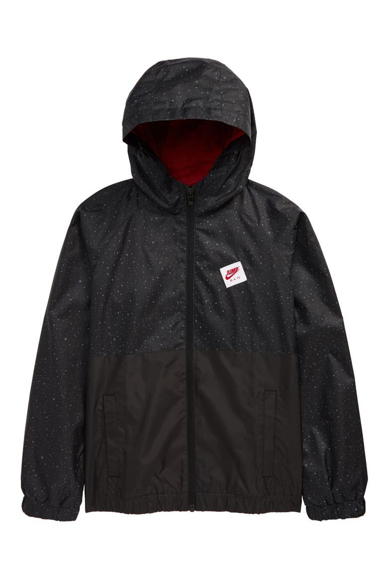 Kids' Windbreaker Hooded Jacket, Main, color, BLACK