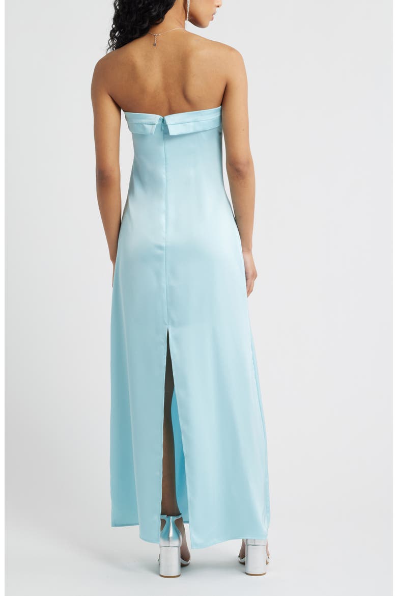 Strapless Satin Gown, Alternate, color, BLUE AQUA