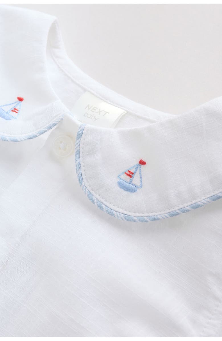 NEXT Nautical Button-Up Shirt & Stripe Shorts Set, Alternate, color, Blue