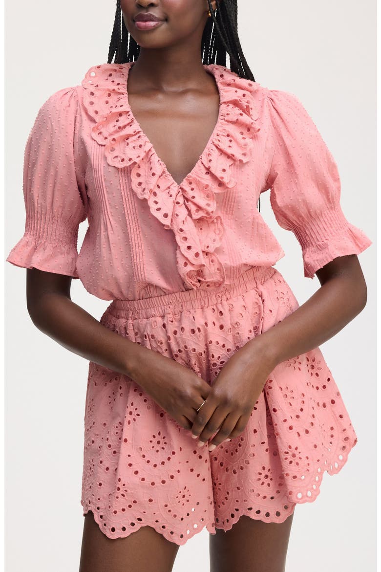 Flounce Ruffle Cotton Top, Main, color, PINK ROSA