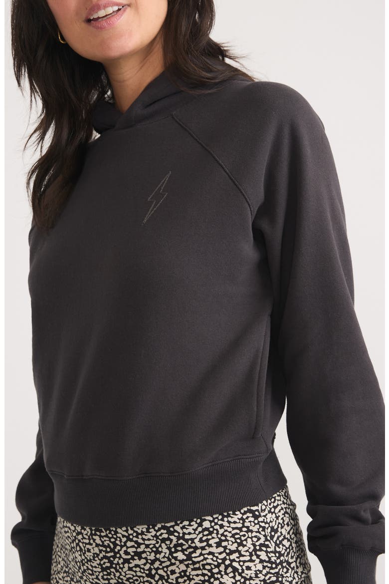 Anytime Cotton Blend Crop Hoodie, Alternate, color, BLACK