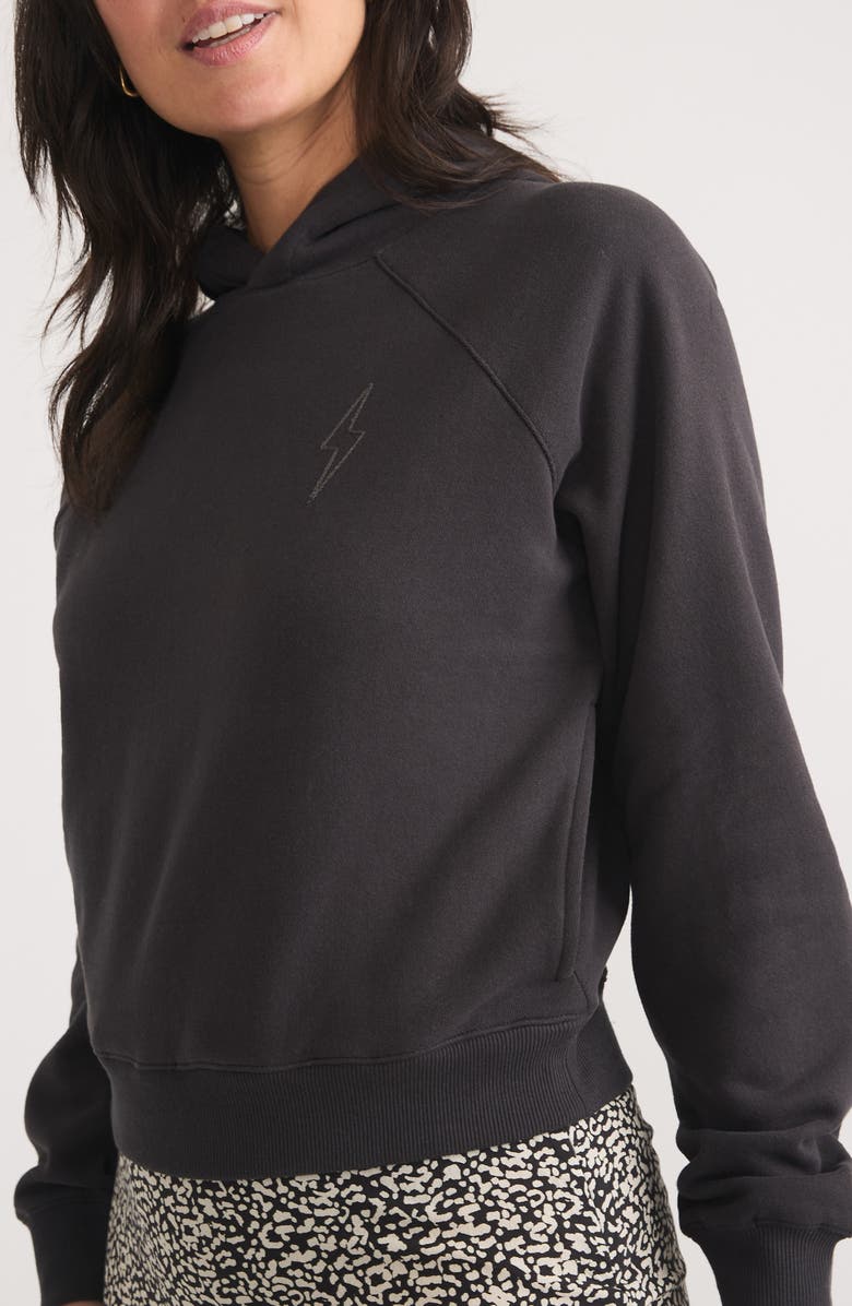 Marine Layer Anytime Cotton Blend Crop Hoodie, Alternate, color, 