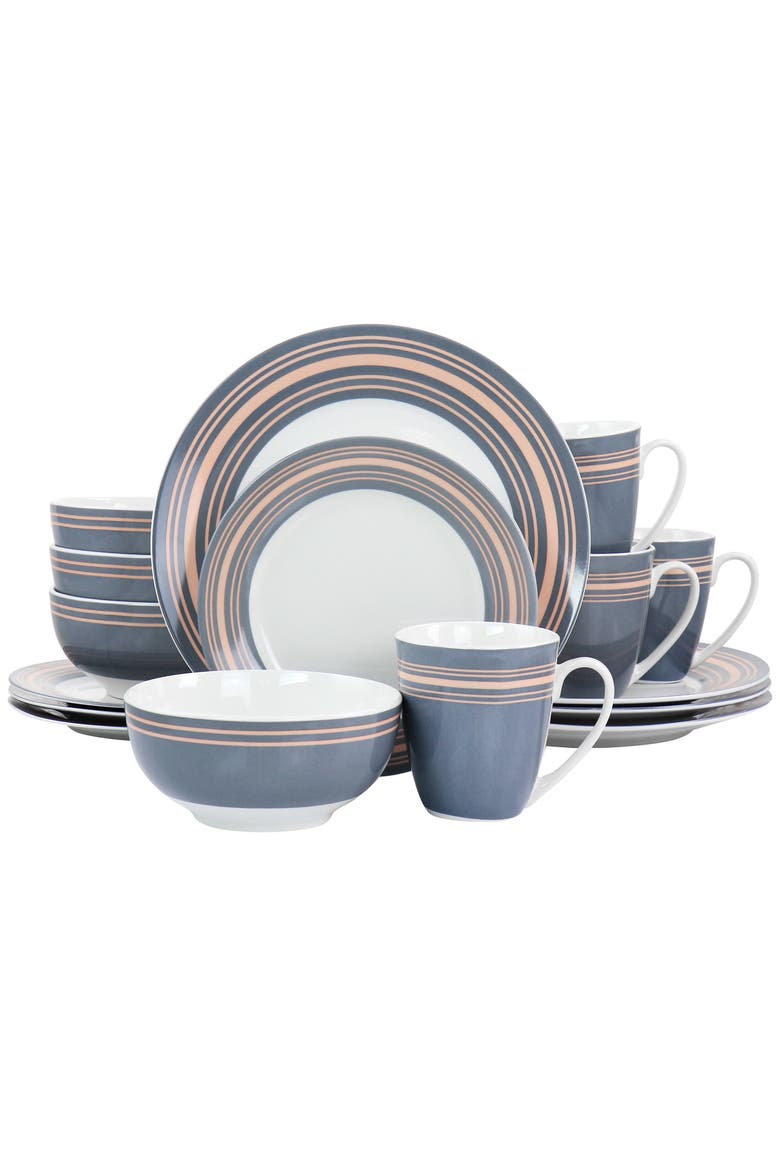 Silver Wind 16 Piece Fine Ceramic Dinnerware Set, Main, color, Gray