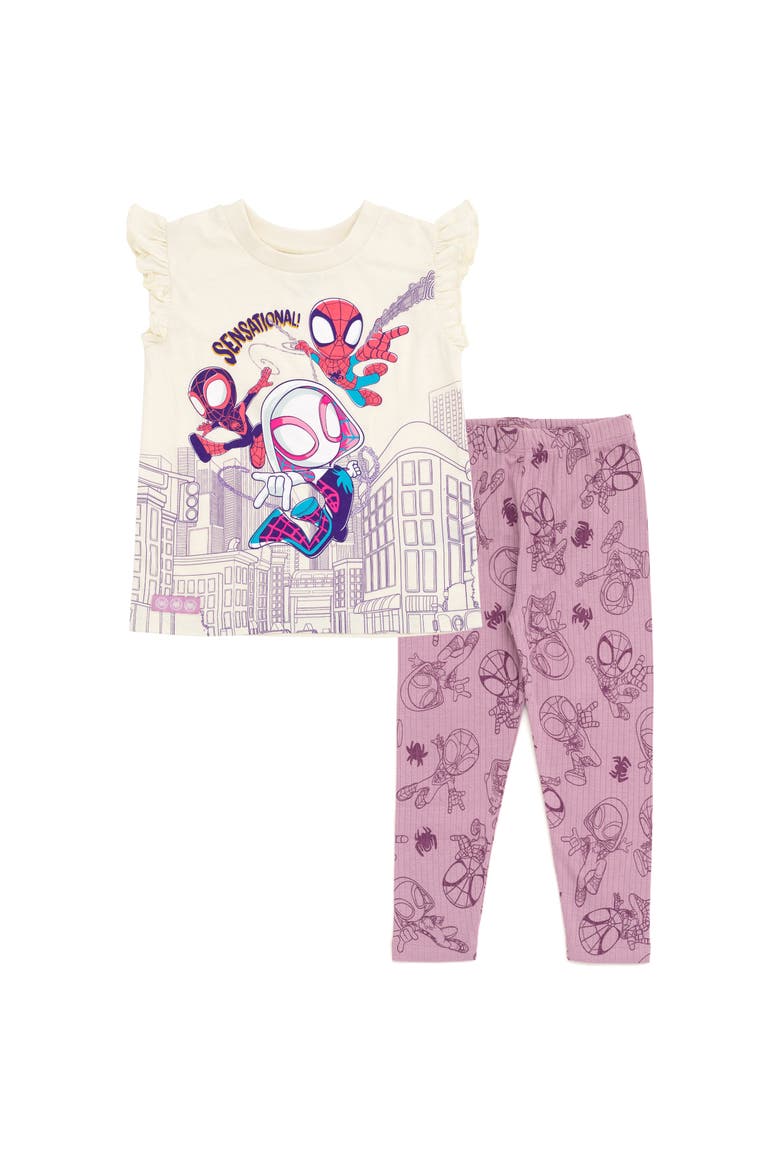 Spidey and His Amazing Friends 2-Piece T-Shirt and Leggings Set, Main, color, Ivory Purple