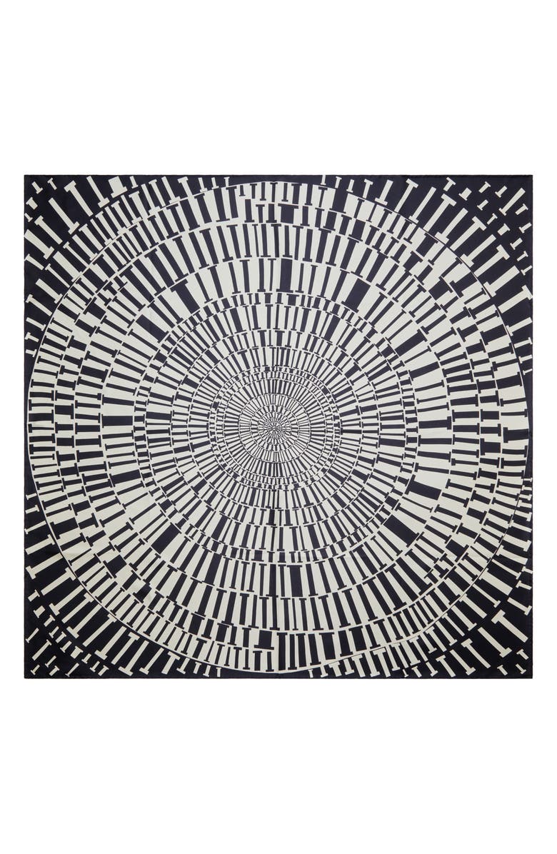 Tory Burch Reversible Silk Square Scarf, Alternate, color, Navy Circle T