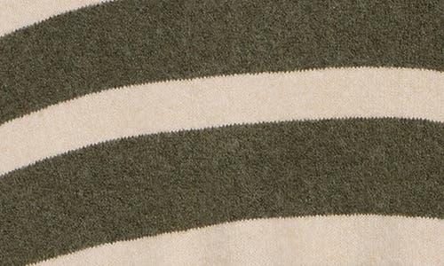 Bobeau Stripe Wide Sleeve Crop Sweater In Green