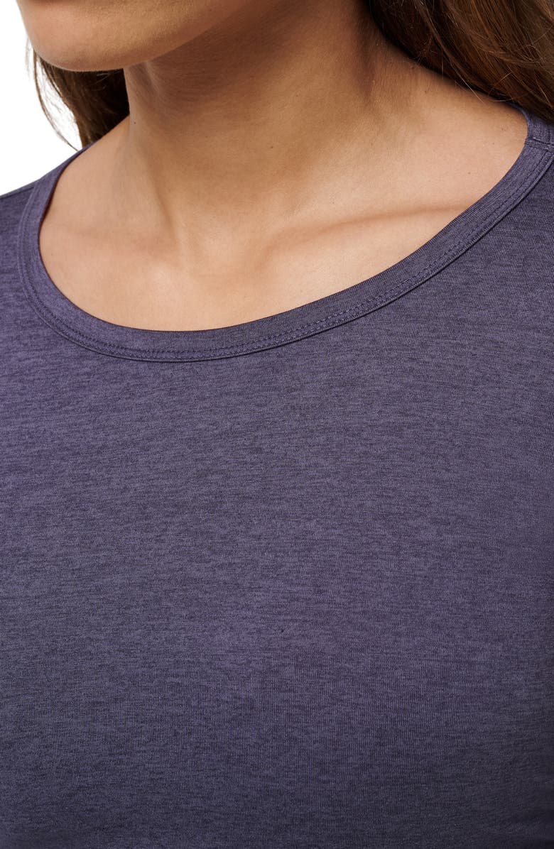 TravisMathew Skyline Ruched Jersey Long Sleeve T-Shirt, Alternate, color, Heather Graystone