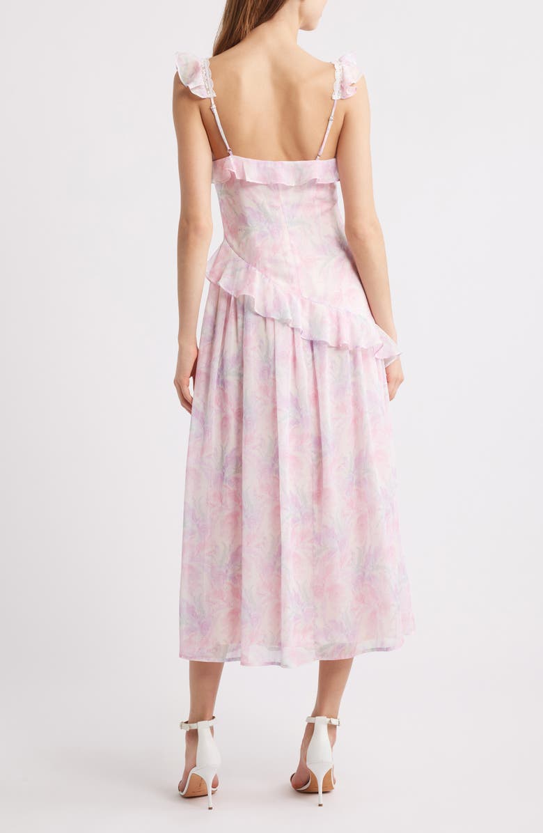 Lulus Parker Floral Ruffle Detail Chiffon Dress, Alternate, color, Pink Floral
