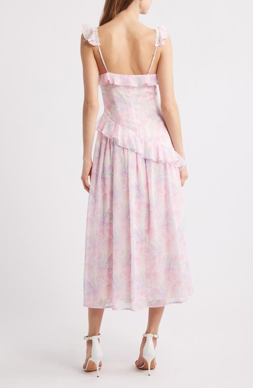 Lulus Parker Floral Ruffle Detail Chiffon Dress In Pink