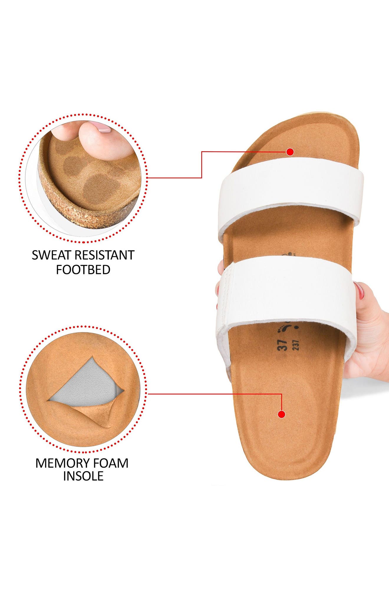 AEROTHOTIC Zen Slide Sandal, Alternate, color, White