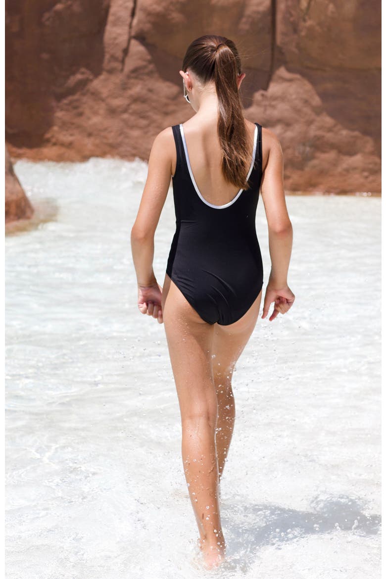 Sequin Star One-Piece Swimsuit,, Alternate, color, Black