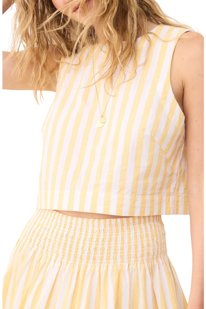 Quinn Stripe Sleeveless Pima Cotton Crop Top, Alternate, color, MARIGOLD STRIPE