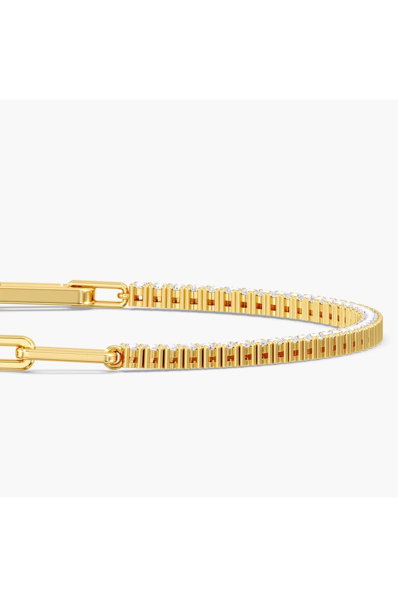 Round Half Tennis Paperclip Bracelet Lab Diamond in 14K Gold, Alternate, color, Yellow Gold