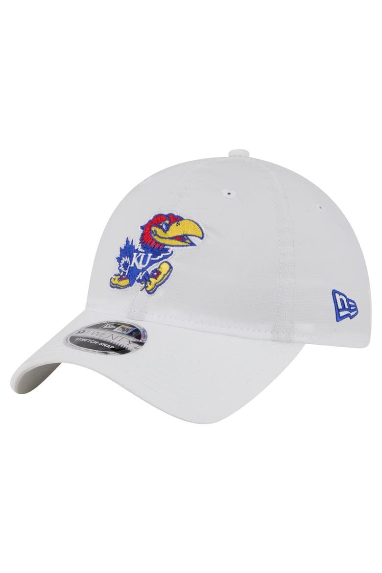 Men's New Era White Kansas Jayhawks Active Ripstop 9TWENTY Adjustable Hat, Main, color, White