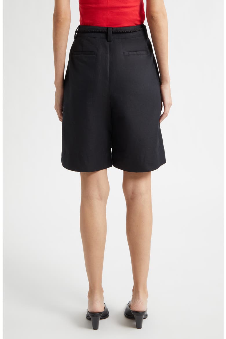 Yvette High Rise Linen Blend Shorts, Alternate, color, BLACK