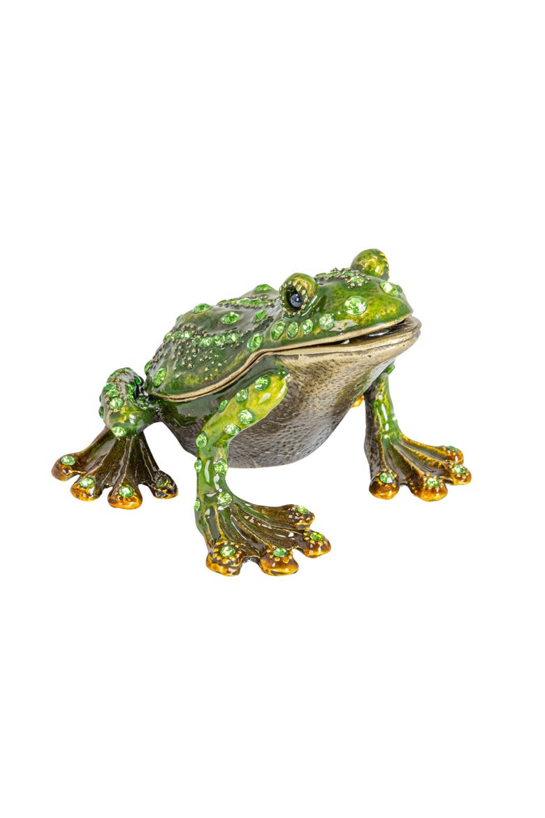 Jeweled Frog Trinket Box, Green, Main, color, Green