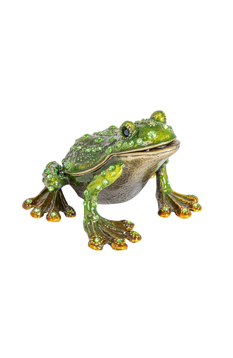 Storied Home Jeweled Frog Trinket Box, Green, Main, color, Green