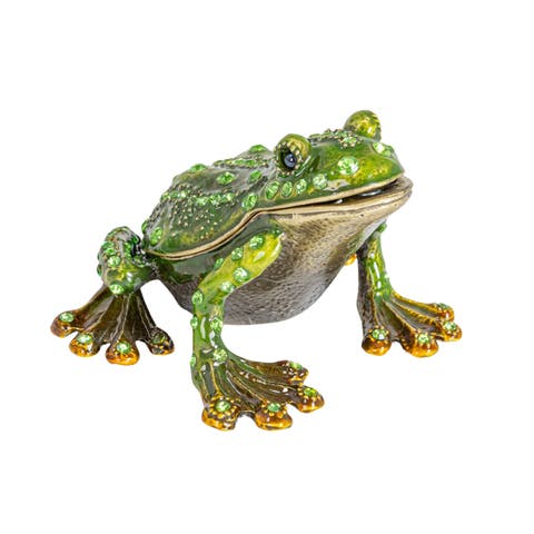 Jeweled Frog Trinket Box, Green